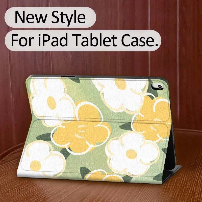 Cartoon-Blumen-Doodle-Muster für iPad Pro 7 8 9 Gen 2 11 13 5. 6. 10. 11. M5 M4 12.9 10.9 10.2 Zoll 2024 2025 Tablet-Hülle