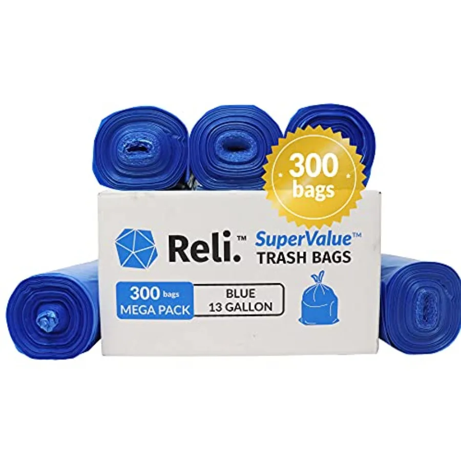 

SuperValue 13 Gallon Recycling Bags 300 Count Tall Kitchen Blue Trash Bags