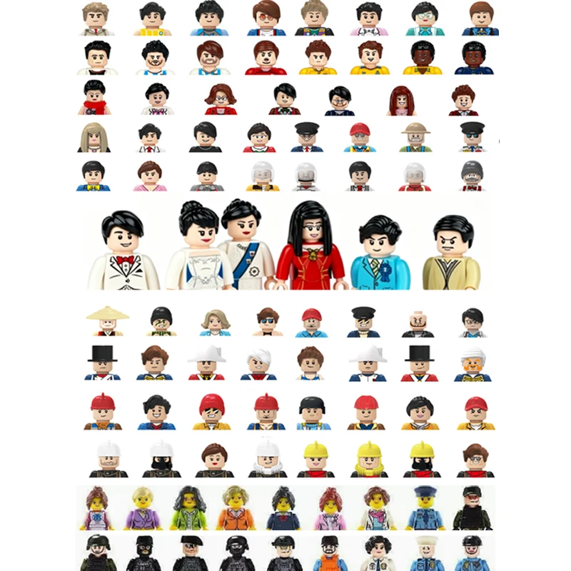 3D Family Character Set Building Blocks City Workers Firefighters Doctors Building Blocks Dolls Puzzle Children DIY Toys