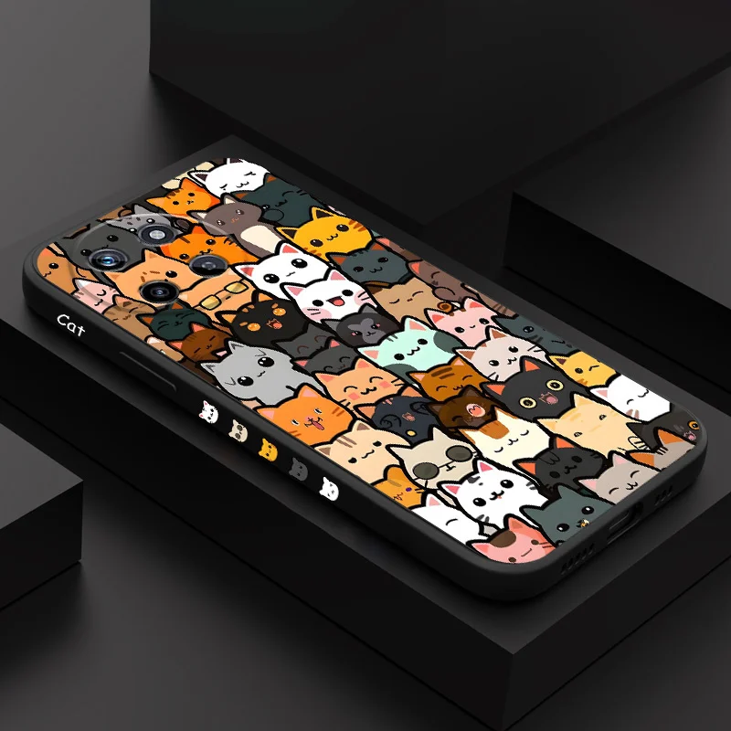 

Cute Cat Drawing Phone Case For OPPO Realme 14 13 12 11 10 9 9i 8 8i 7 Pro Plus C35 C21Y C25Y C25 Liquid Silicone Cover