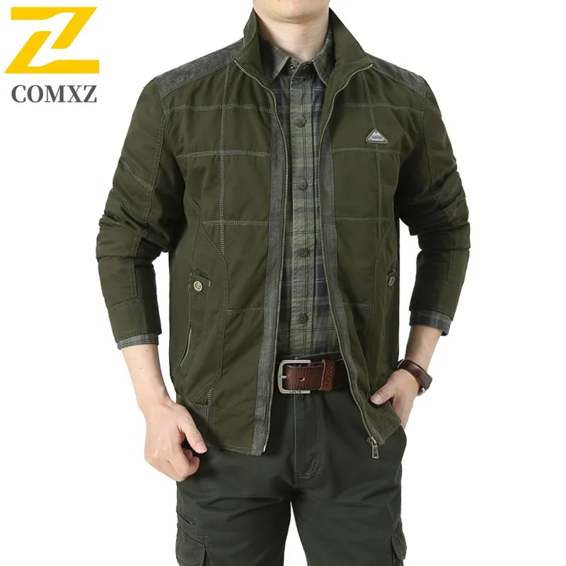 

COMXZ 2025 мужское осенне-зимнее пальто из хлопка премиум-класса свободного покроя, деловая водонепроницаемая и ветрозащитная повседневная куртка, элитная верхняя одежда