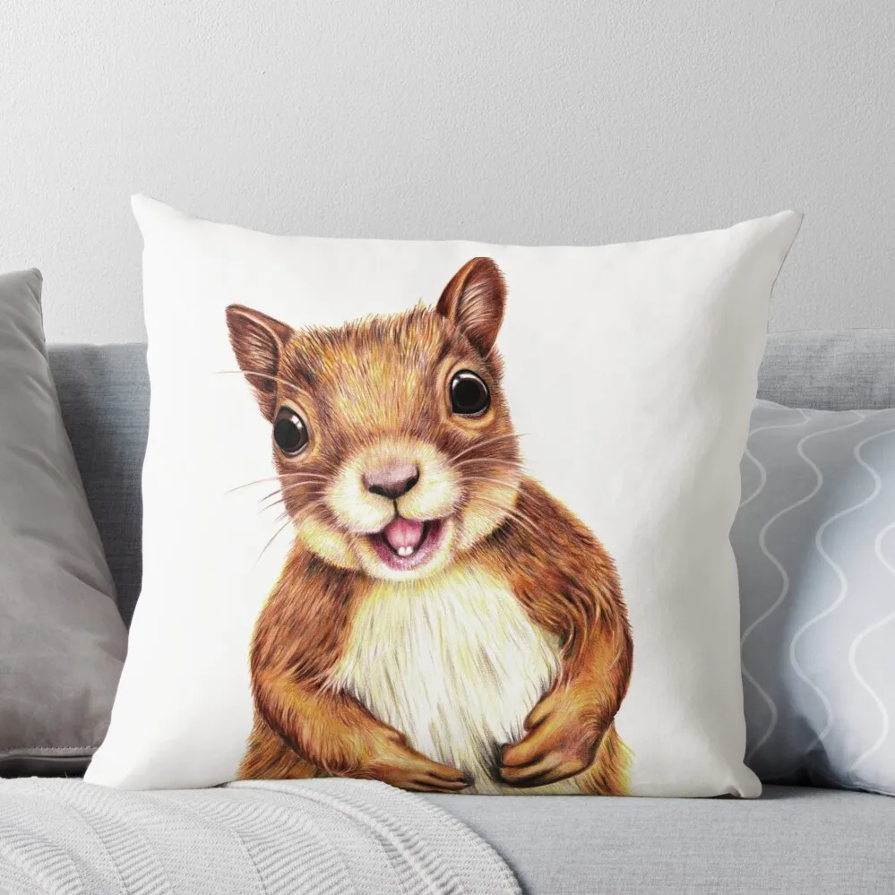 

Seamus the squirrel says hello Throw Pillow Embroidered Cushion Cover Sofa Decorative Covers