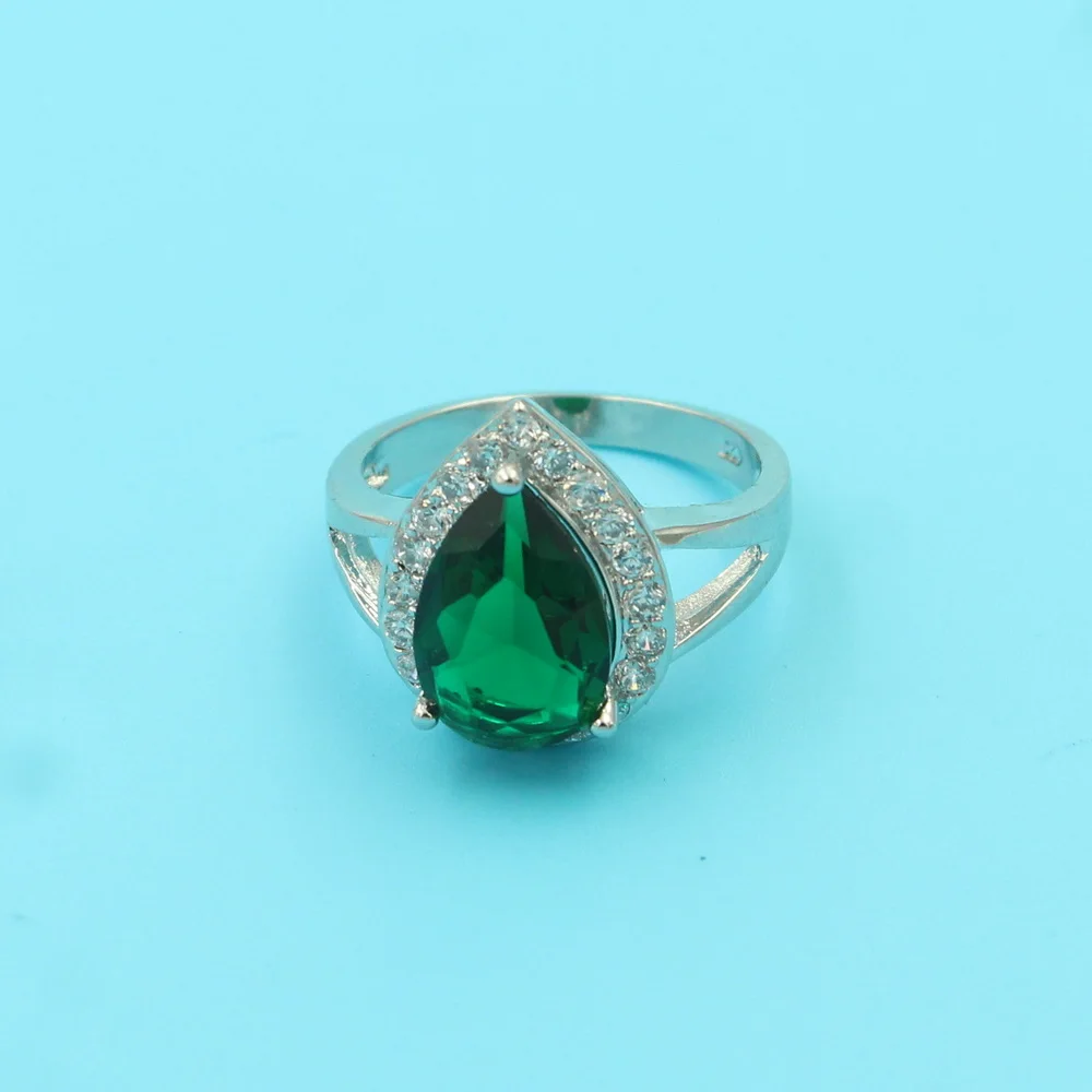 Luxury Green Emerald Silver 925 Rings for Women CZ Crystal Finger Ring Engagement Wedding Jewelry Hot Sale Valentine\'s Day Gift