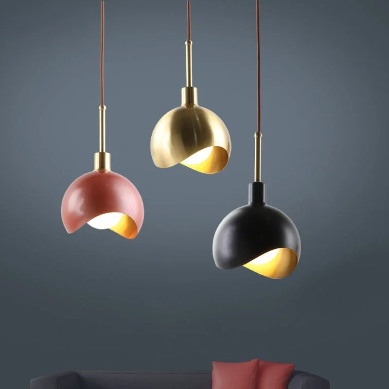 

nordic copper hemisphere gold pendant light for villa bedroom dining room modern design luminaire home deco kitchen hanging lamp