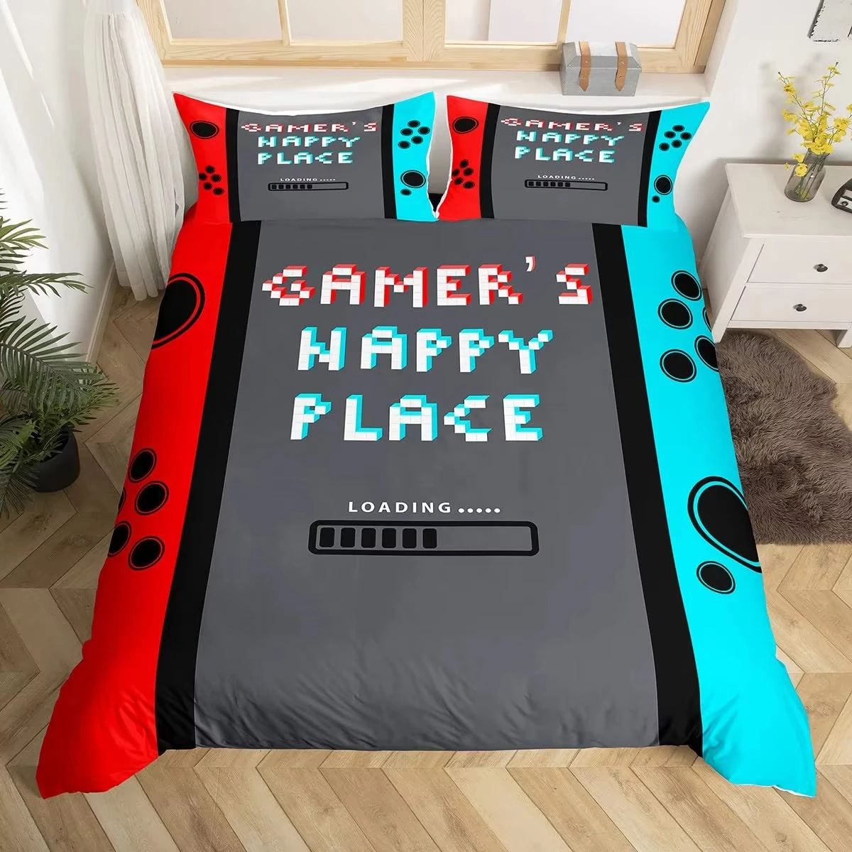 Gamer Bedding Set Video Game Gamepad Duvet Cover Teens Bedroom Novelty Modern Game Controller Comforter Cover Gaming Quilt Cover