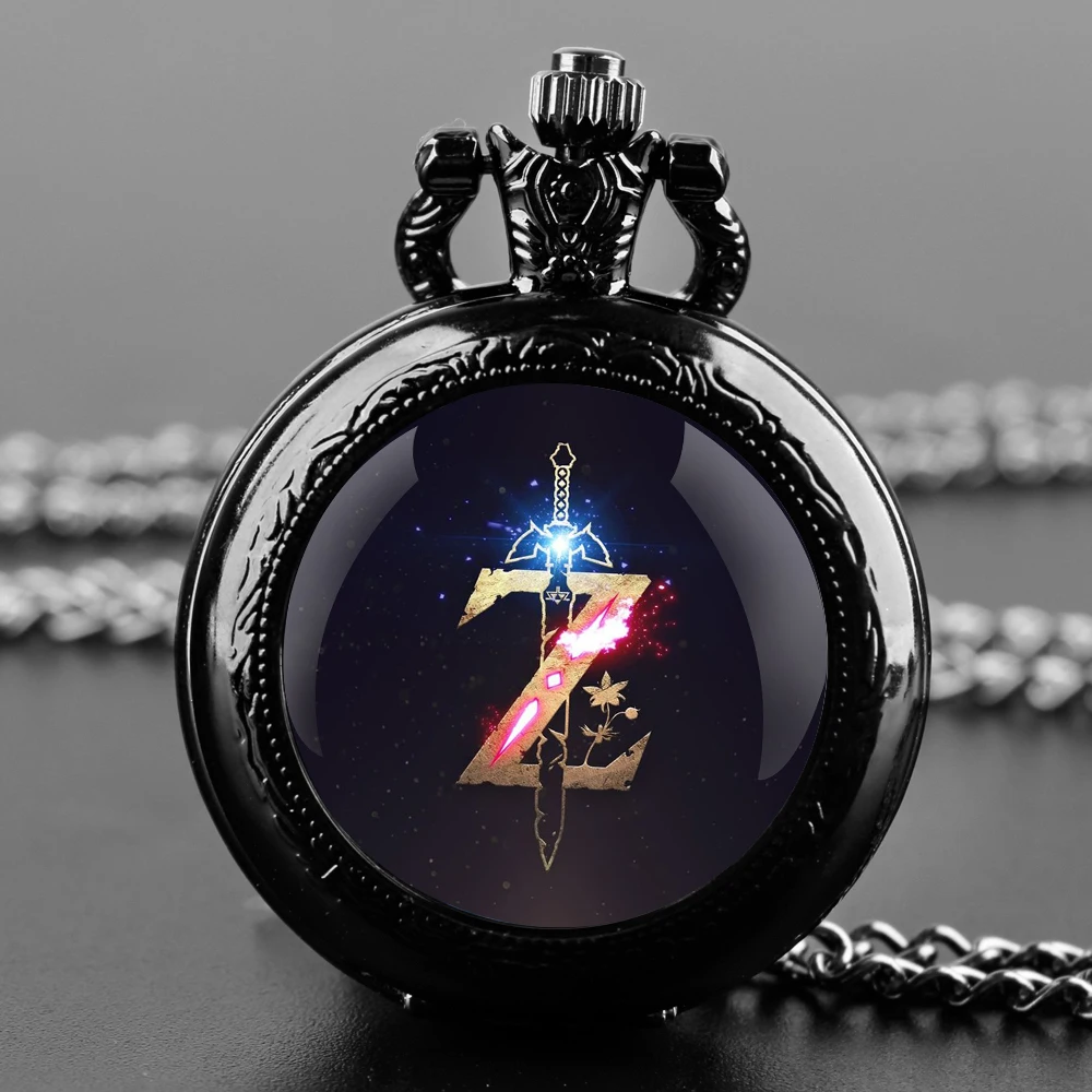 Famous Game Glass Dome Pocket Watch with Chain Necklace Vintage Quartz Pendant Watches Mens Women Gifts for Kids