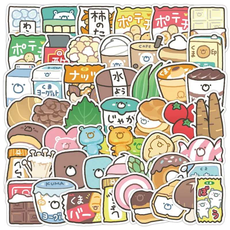 50pcs/set Cute Anime Snack Scrapbook Sticker Retro Japanese Candy Dessert Journaling Sticker DIY Decor Decal Sticker Kids Gift