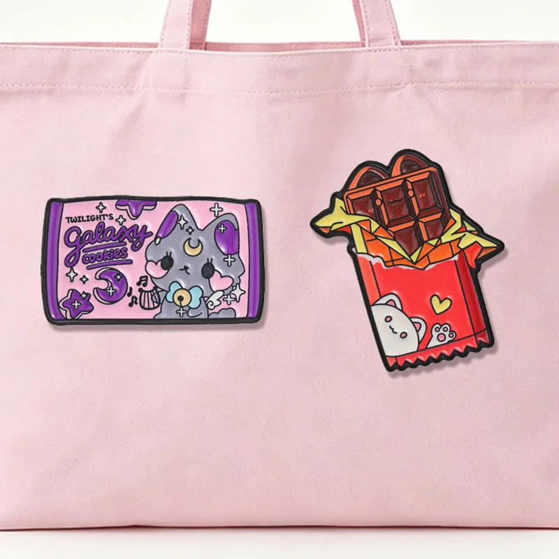 Galaxy Sweets Chocolate Bar Cute Snack Enamel Badge Kawaii Cartoon Food Lapel Pin For Backpack Bag Jacket Friend Gift