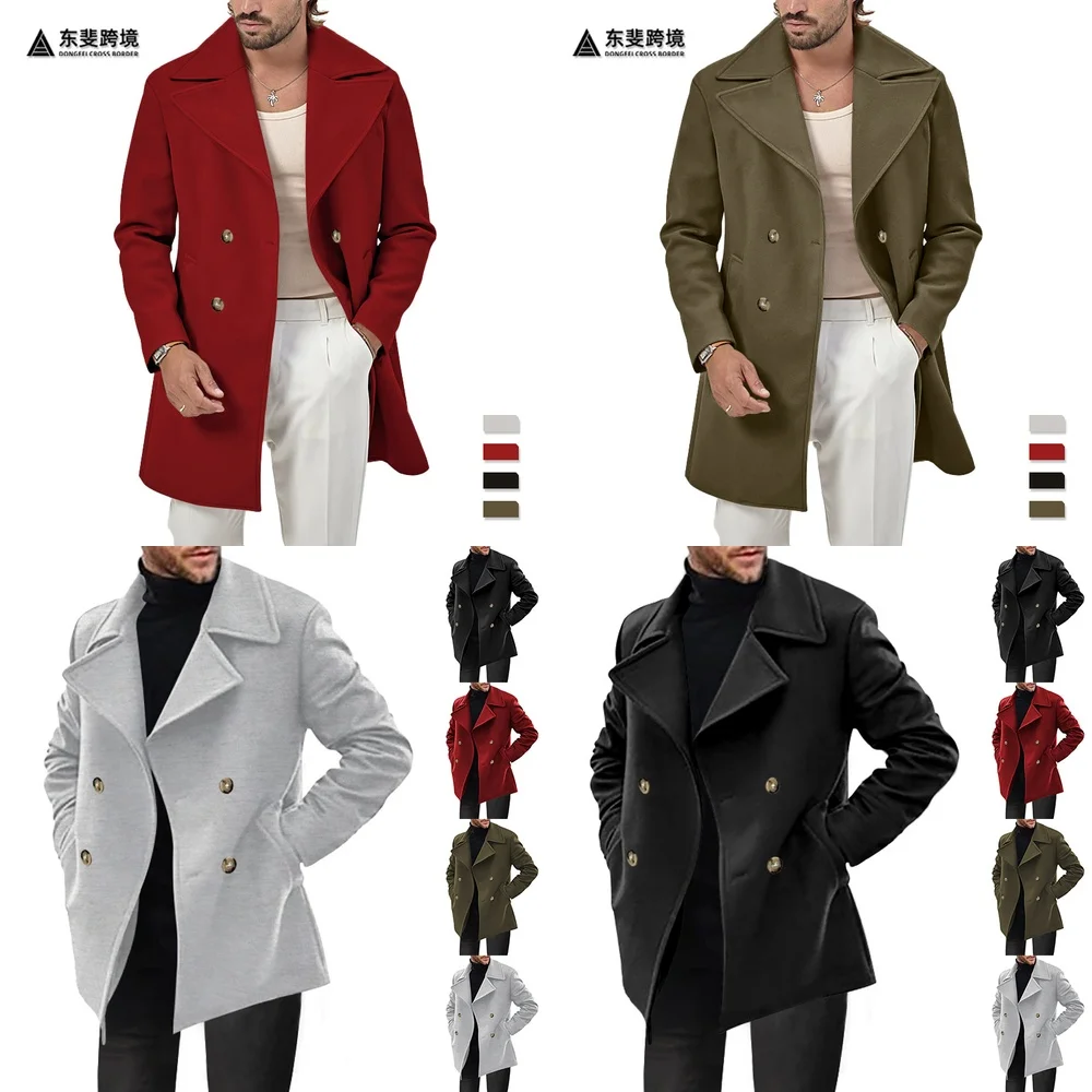 

Windbreaker Jacket Men's Trench Coat Casual Long Sleeve Outerwear for Spring Autumn Fashion