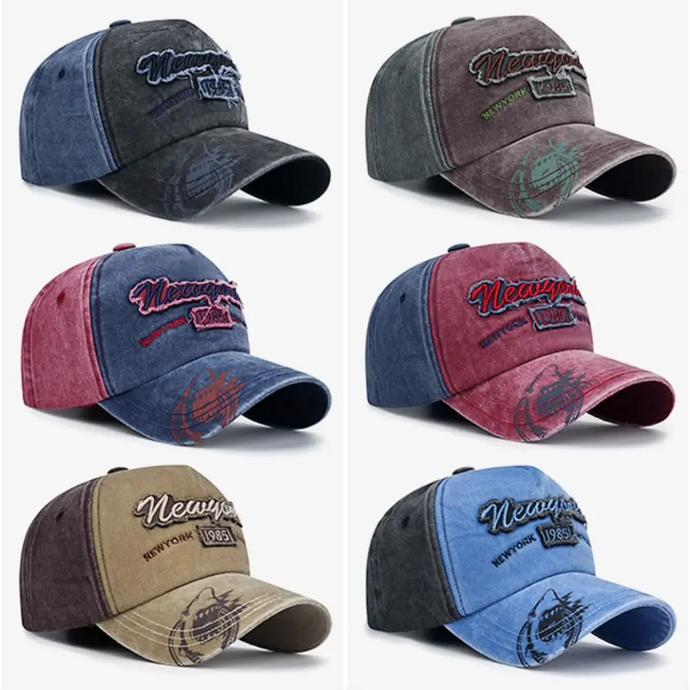 Two-Tone New York 1985 Baseball Cap Distressed Washed Cotton Letter Embroidered Baseball Hat Adjustable Hip Hop Dad Hat