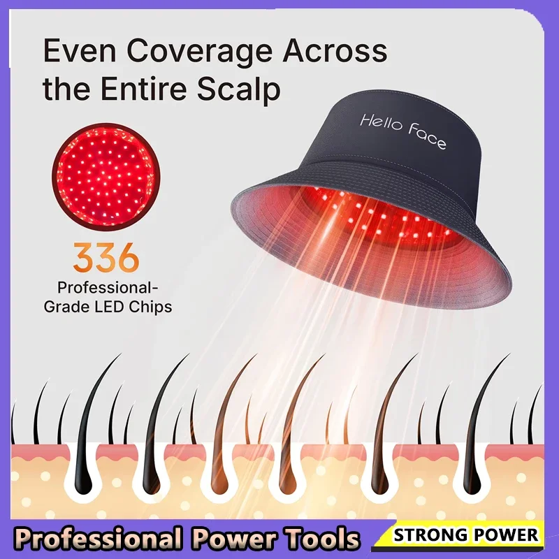 

2025 New Bucket Hat 336 Pcs LED Lights Hair Growth Cap for Hair Loss Red Light 660nm Infrared Light 850nm Led Red Light Hair Cap