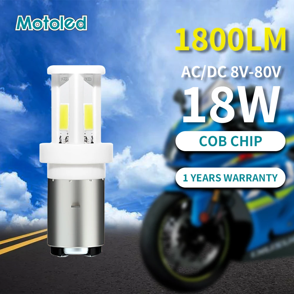 

Motoled AC/DC8-80V H4 HS1 BA20D H6 18W 1800LM Ceramic Motorcycle Led Headlight Bulbs Bombillo Headlamp light for Honda Yamaha