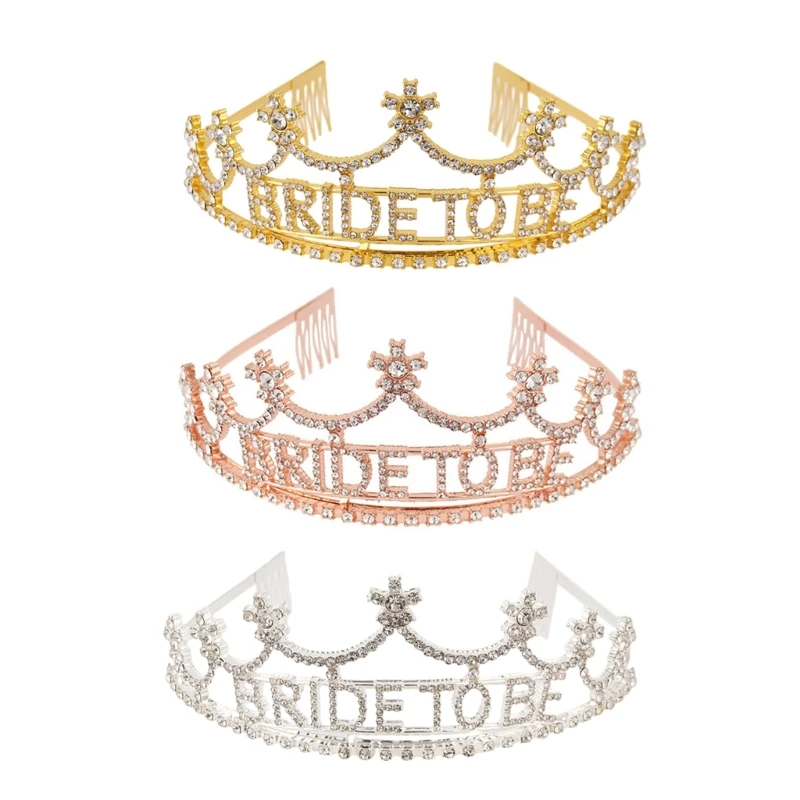 Fashionable Brides to Be Metal Crown Headband Wedding Gift Sparkling Wedding Hairpiece