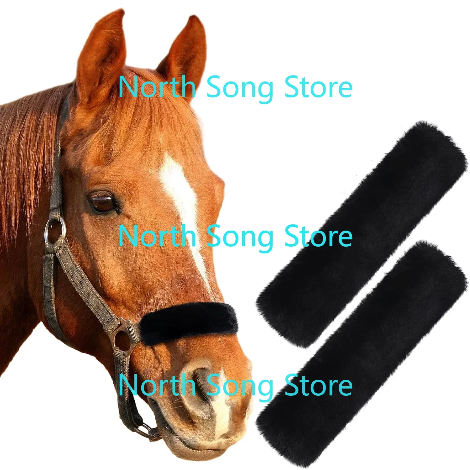 Cubierta de banda para la nariz con cuello Halter de caballo, fundas de forro polar de Sherpa para caballos, banda para la nariz, accesorios de repuesto acolchados, 2 uds.