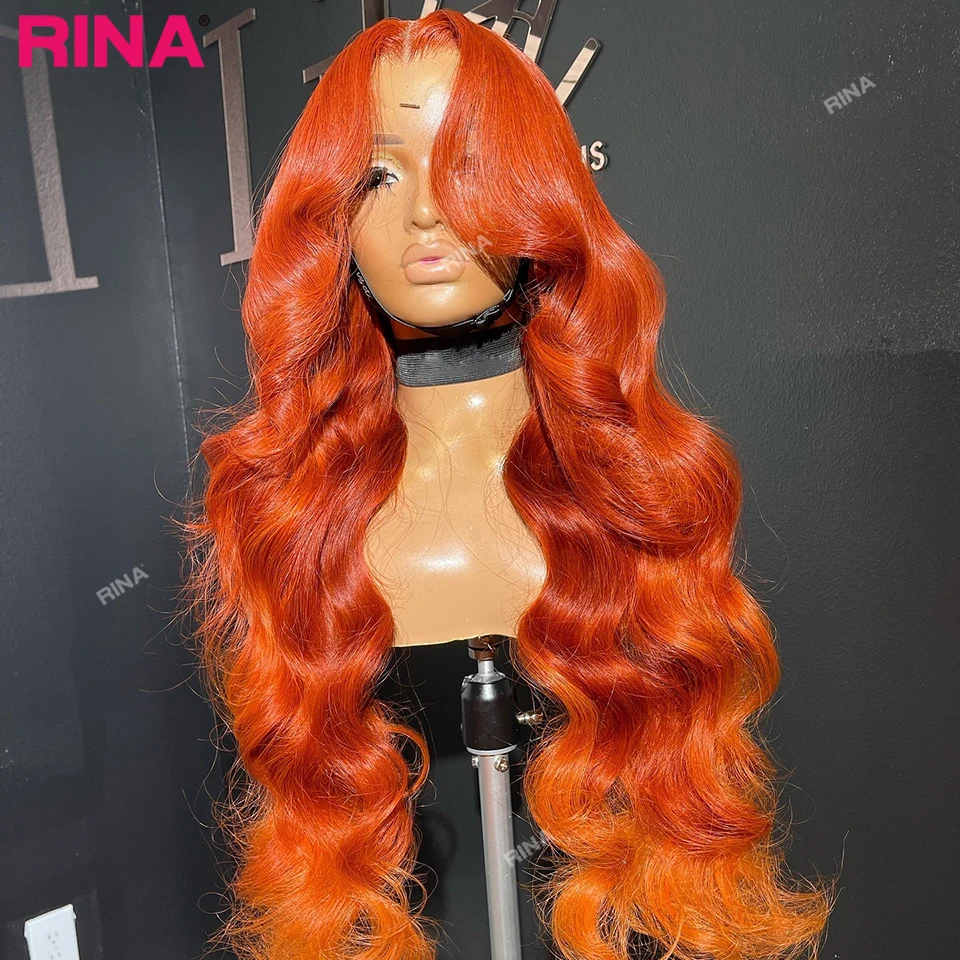 Omber Orange 180 Density 13x6 Lace Front Wigs Human Hair Pre Plucked 13x4 Transparent Lace Front Wigs Human Hair For Women