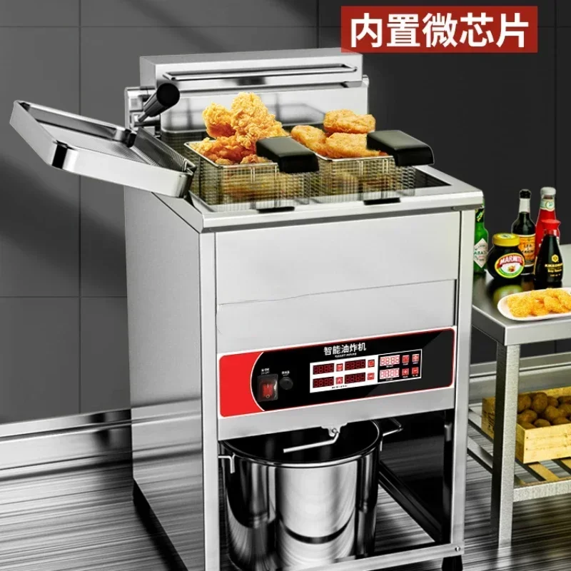 

Commercial electric heating large capacity vertical fryer chicken chop machine double cylinder constant temperature Hot sales