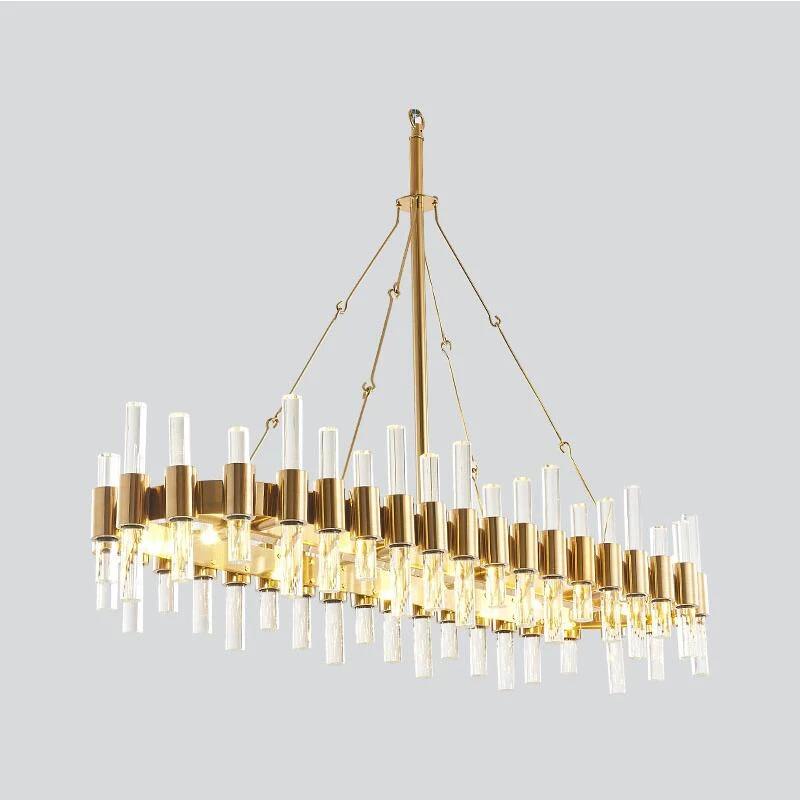 Modern Crystal Chandelier Luxury Designer Simple Rectangular American Restaurant Chandelier