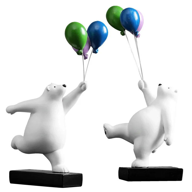 Nordic Creative Balloon Bear Ornament Wall Decoration Resin Children\'s Room Living Room Desktop Entrance Home Decoration Gift