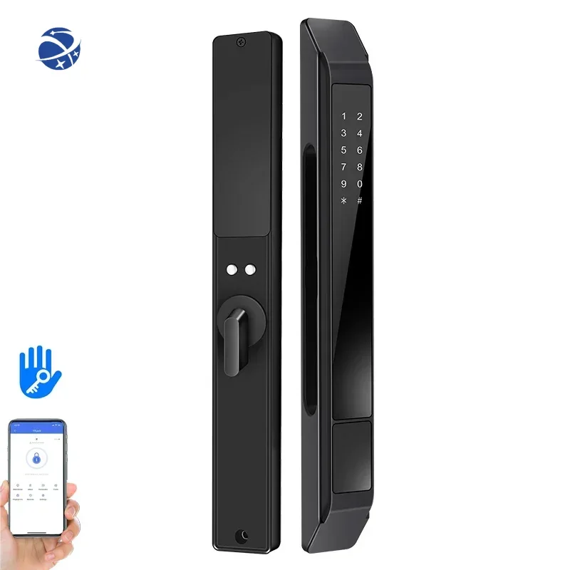 2024 latest design ultra-narrow  ultra-thin aluminum door sliding hook door automatic fingerprint digital code smart door lock