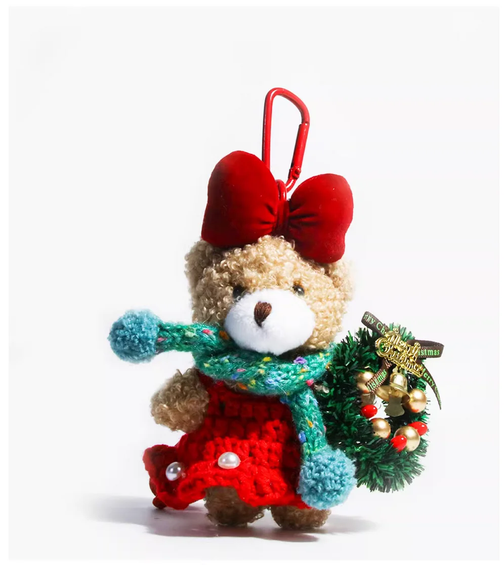 Christmas gift scarf bear bag pendant car key chain super cute sugar-coated berry white bear gift.