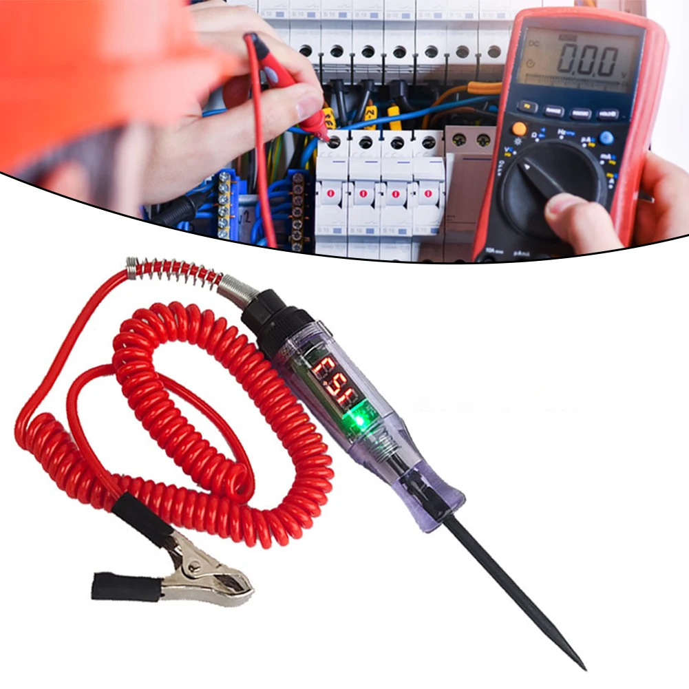 

Car Electrical Circuit Test Pen Long Spring Wire Digital Electric Circuit Tester For Daily Emergency