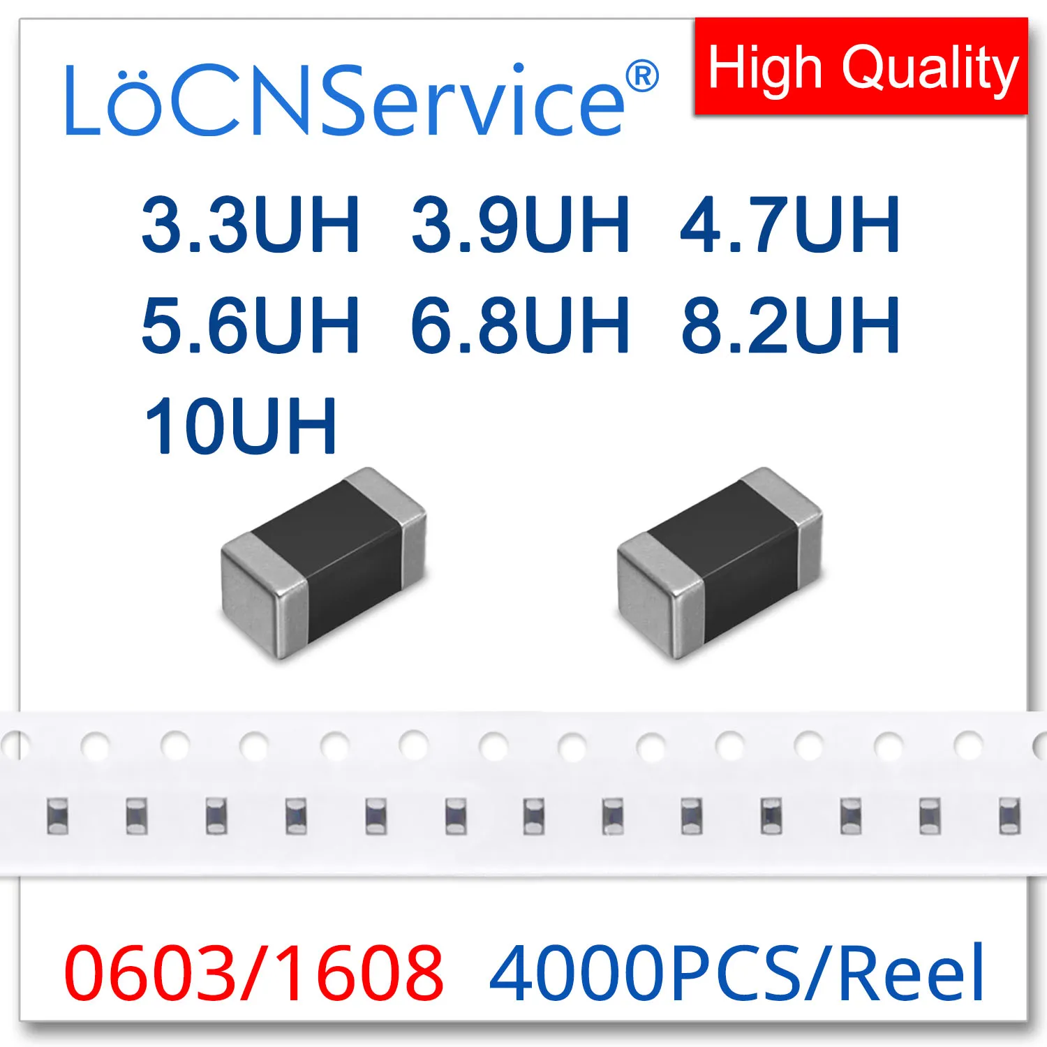 LoCNService 0603 1608 4000 قطعة 10% 3.3UH 3.9UH 4.7UH 5.6UH 6.8UH 8.2UH 10UH متعدد الطبقات رقاقة الفريت المحاثات جودة عالية
