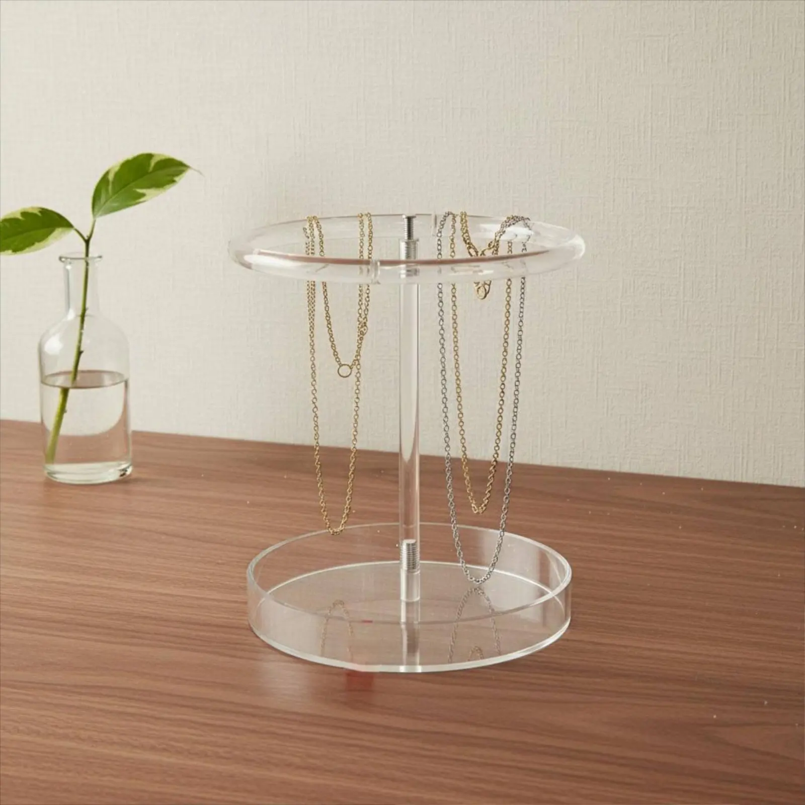 

Acrylic Jewelry Organizer 2-Tier Double Layer Necklace Holder Transparent Jewelry Display Stand Split-Level Design for Desktop