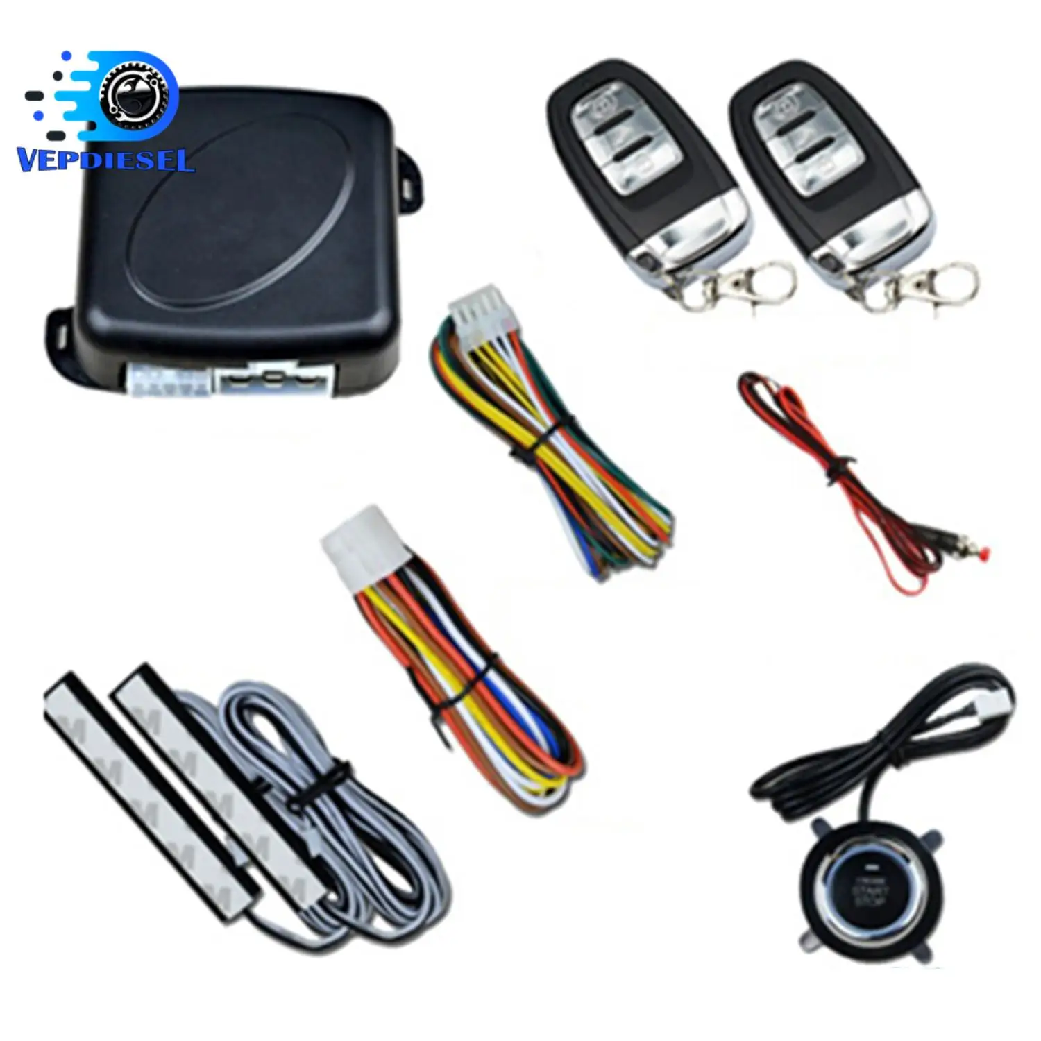 

1set Universal Car Alarm Remote Start Keyless Push Start System Remote Start/Stop Hand Brake Detection App Function For 12V Car