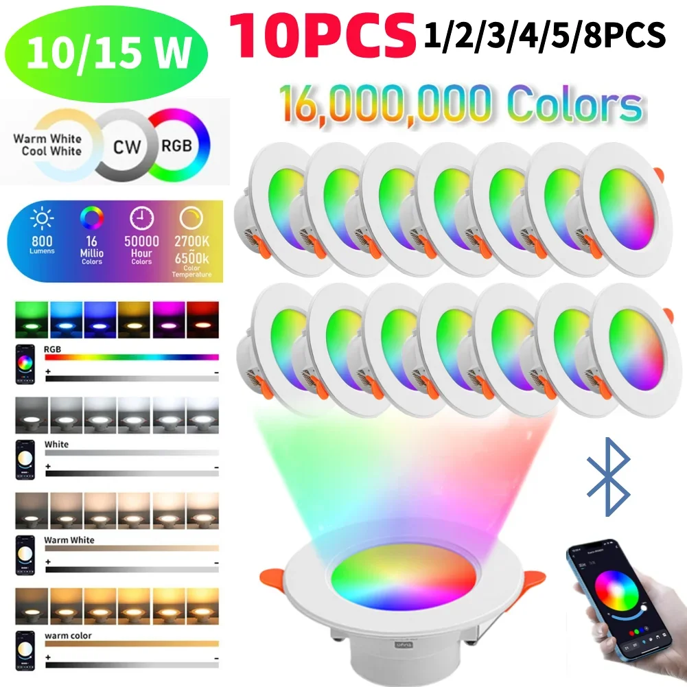 

10-1 шт. Wi-Fi умный светодиодный потолочный светильник RGB светодиодная лампа Tuya с регулируемой яркостью AC85-265V Bluetooth-совместимая лампа