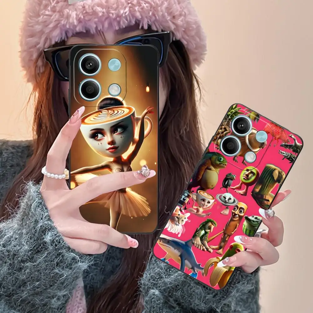 حافظة لهاتف Xiaomi Redmi Note 14 13 12 11 10 9 S A Pro Plus Lite 5G هاتف ذكي فاخر وجميل باللون الأسود #3