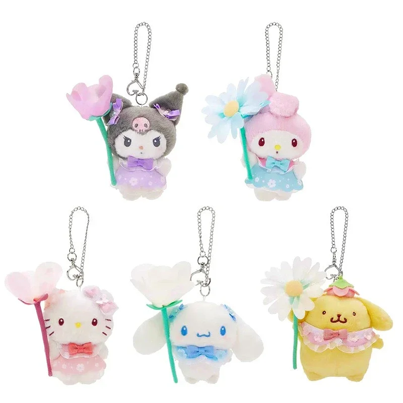 

Sanrio Flower Fairy Style Plush Keychain Cute Hello Kitty Kuromi Bag Accessories Cinnamoroll Backpack Pendant for Birthday Gift