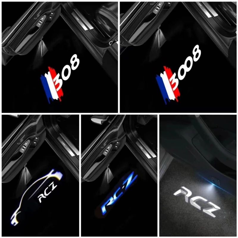 

LED Car Door Badge Light Projector Courtesy Welcome Luces Auto Lamp For Peugeot RCZ 308 3008 408 4008 508 5008 Car Decoration