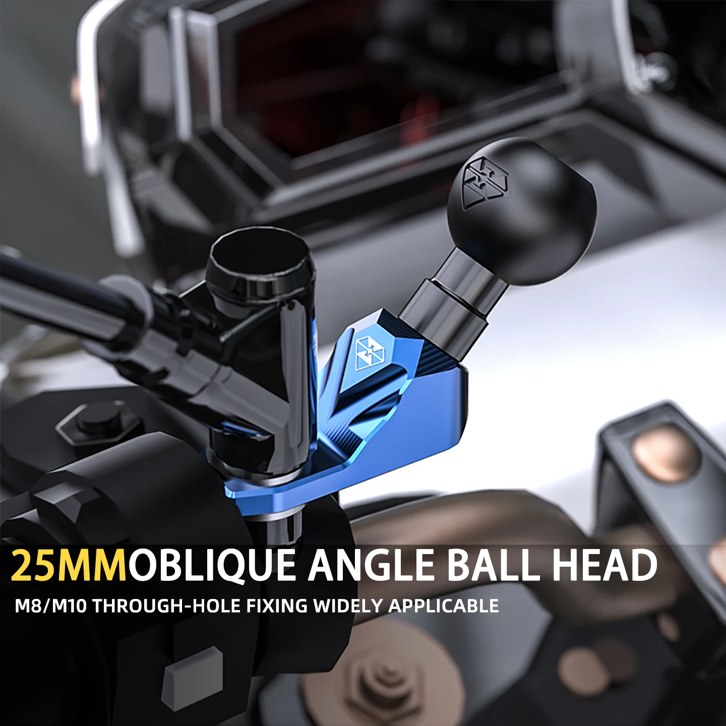 Motorcycle Mirror Mount Extension 25MM Ball Head, Phone Holder & Camera Mount Connection Base for E-scooter Accessories
