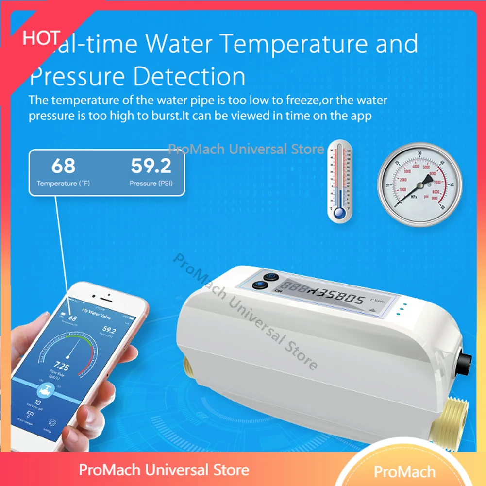 WiFi Intelligent Watervalve Dual-Band Flowrate Meter APP Control Efficient Home Water Management Device for Voice Control