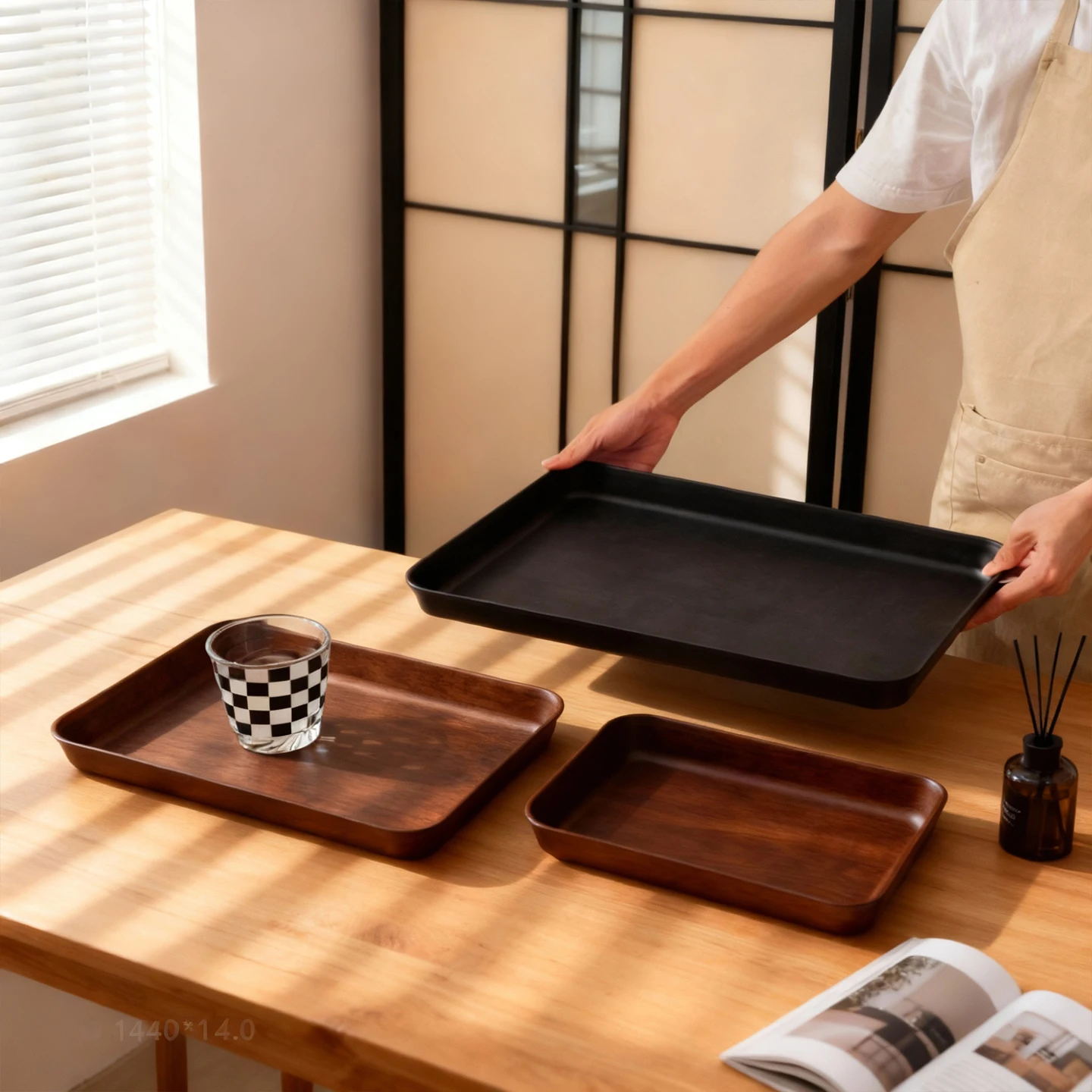 Deepen Plastic Storage Tray Multi-functional Rectangular Fruit Tray Cake Dessert Plate Kitchen Organizer Food Serving Tray