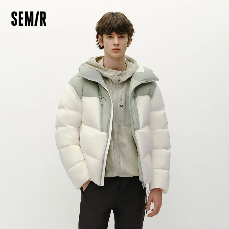 Semir Men Down Jacket Lightweight Build 90 Percent Down Fill Hooded Design Loose Fit Outdoor Style 2026 Winter Cold Weather