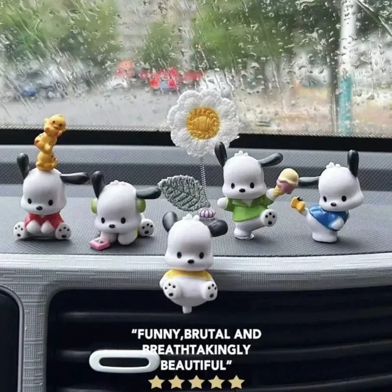 

5 Pcs Sanrio Pochacco Cartoon Decoration Doll Anime Figure My Melody Cute Toys Q Figural Car Desk Decoration Model Birthday Gift