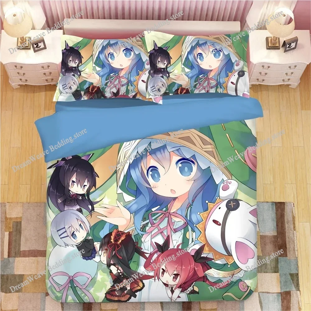Manga DATE A LIVE Bedding Set Japan Cartoon Anime Duvet Covers Pillowcases Tokisaki Kurumi Comforter Cover Set Bedclothes963963