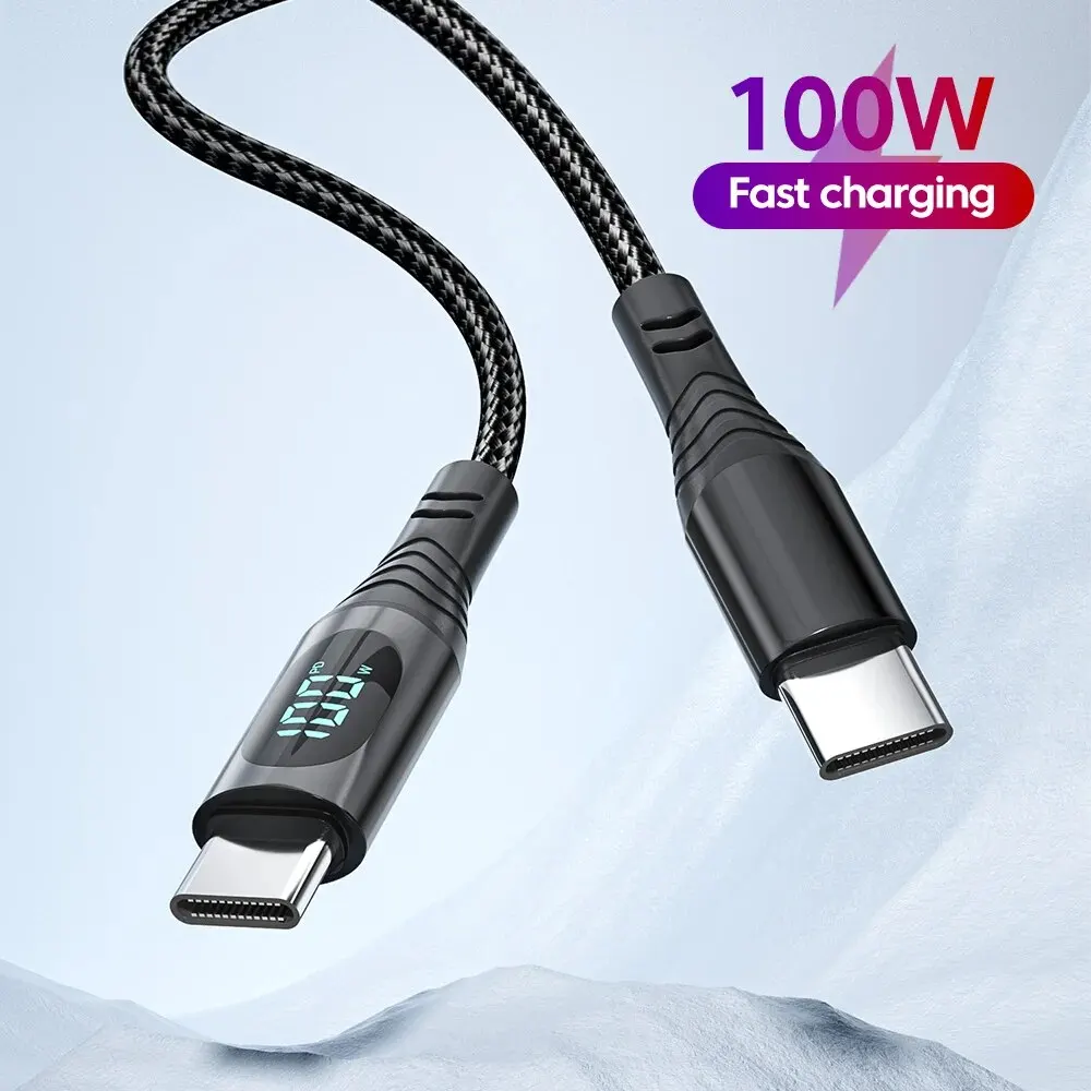 100W USB C To Type C Cable 6A Fast Charging Cord Wire for Macbook Huawei Xiaomi POCO Samsung Type-C To Lightning Cable Wire 1.2M