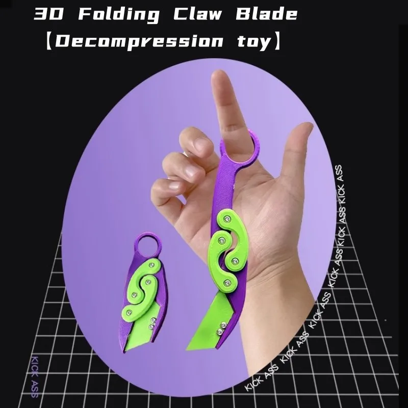 Claw Knife Toy 3D Printed Gravity Radish Claw Knife Retractable Toy Funny Stress Relief Decompression Toys Gift for Teens
