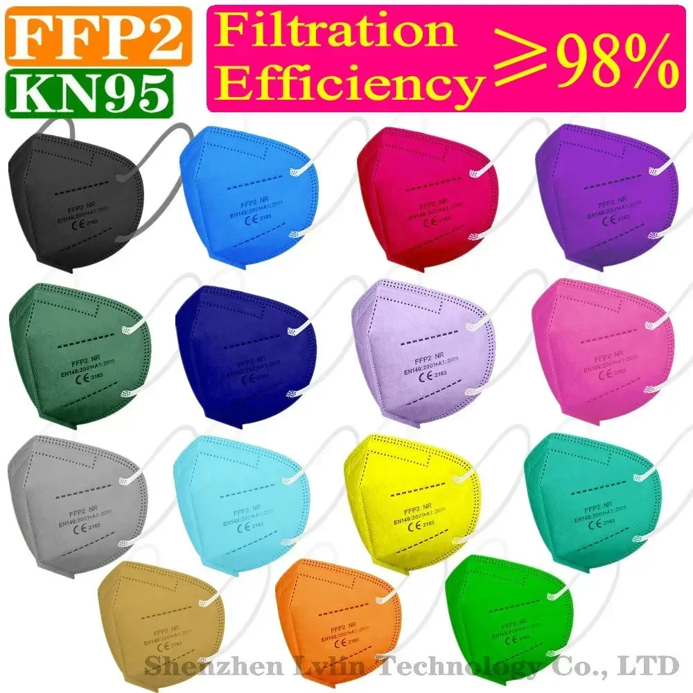 KN95 15 Colors FFP2 MASK KN95 5 Layers Adult Black Fabric Mask Mascarillas Protective FPP2 Mouth Face Masks Filter Masque