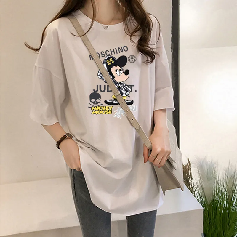 2024 New Short Sleeved T-shirt Women's Summer Korean Loose Student Cartoon Mickey Multi Color Layup Top T-shirt