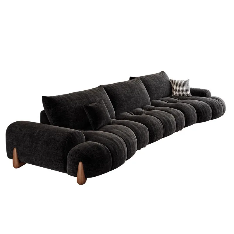 

Italian Minimalist Removable Backrest Fleece Vintage Sofa Living Room Curved