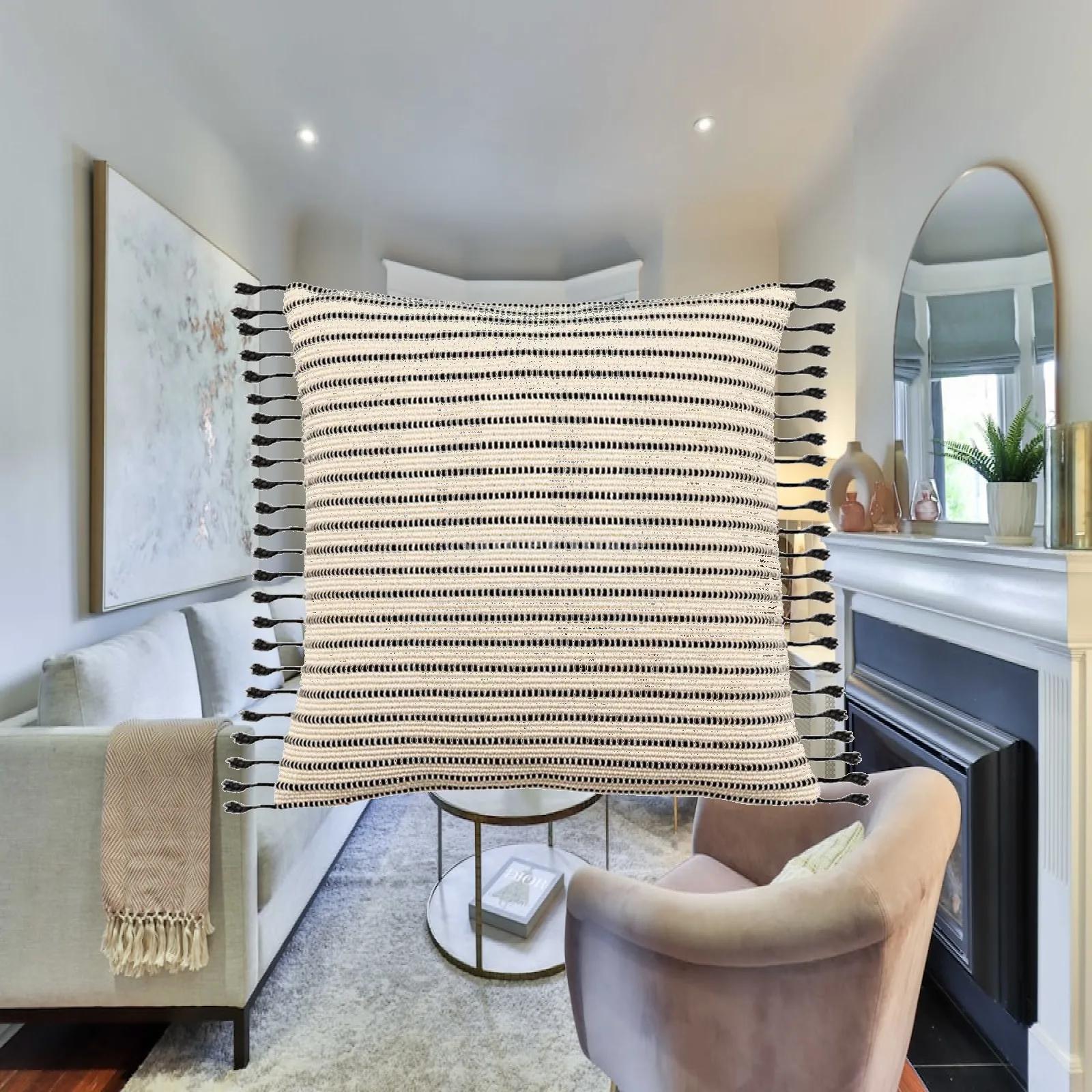 Boho Macrame Throw Pillow Covers Bohemian Cushion Covers Farmhouse Pillow Case for Sofa Living Room Pillow Case Decoration