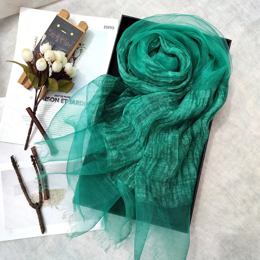 Dirty-dyed Silk Scarf for Women Khimar Islamic Clothing Muslim Hijab Sunscreen Elegant Good Spring Autumn 190x65cm New