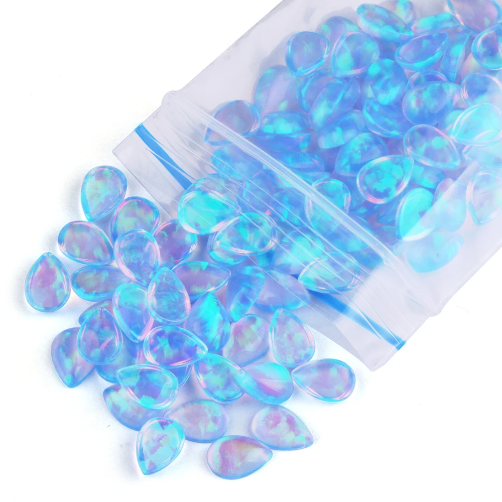 Transparent Coral Pink Multi-Color Light Blue Flat Back Pear Gems Synthetic Jelly Opal Pear Shape Stone for DIY Jewelry