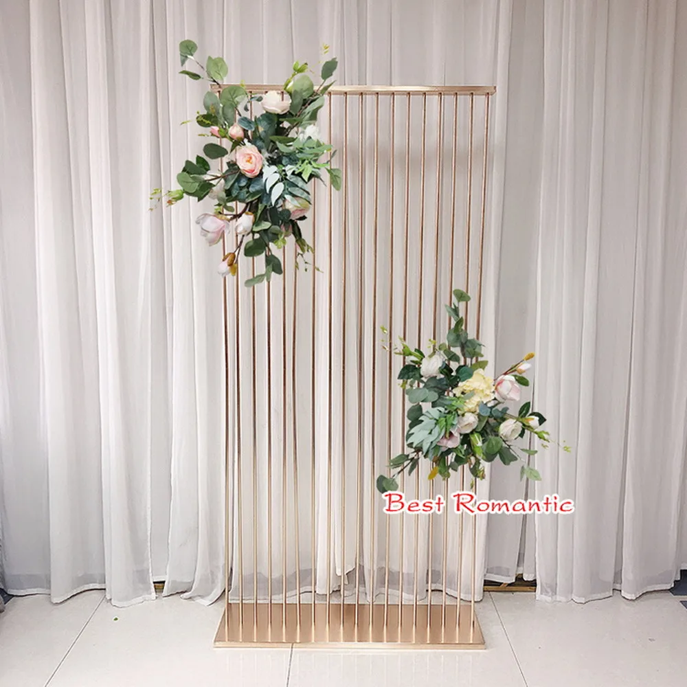 Wedding Arch Backdrop Stand Background Metal Shiny Gold Plating Outdoor Flower Door Shelf Frame Party Decoration