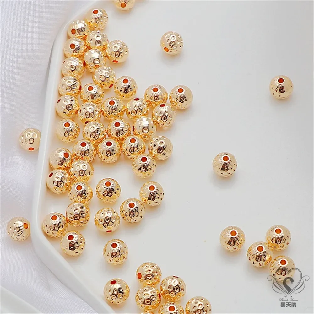 

14-каратное золото с узором тыквы на талии, вогнутые и выпуклые круглые бусины, перфорированные бусины, свободные бусины, браслет, аксессуары ручной работы «сделай сам»