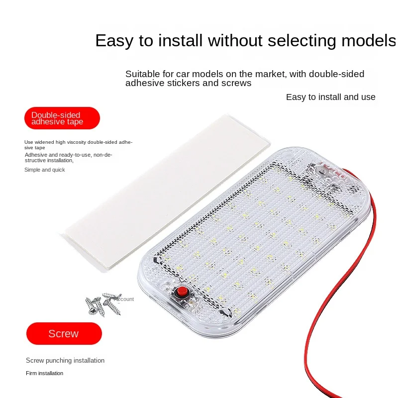 Ultra-fino LED veículo tronco luz, Universal interior lâmpada de leitura, luz de teto com interruptor, apto para carro, SUV, campista, barco,