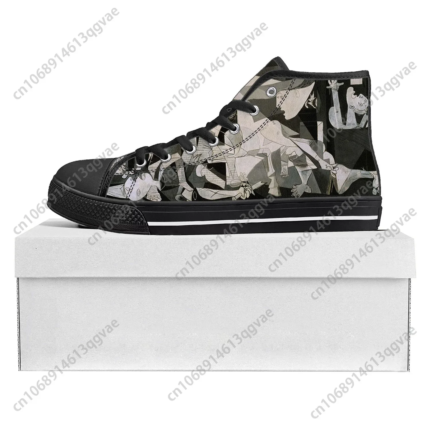 Picasso Famous Oil Paint Guernica High Top High Quality Sneakers Mens Womens Teenager Canvas Sneaker Couple Shoes Custom Shoe